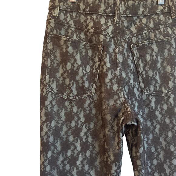 Bohoo Black lace overlay high rise straight leg pants dark coquette romance - Picture 8 of 9